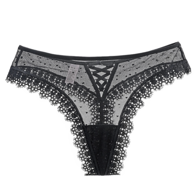 Koronkowe stringi z wiązaniem