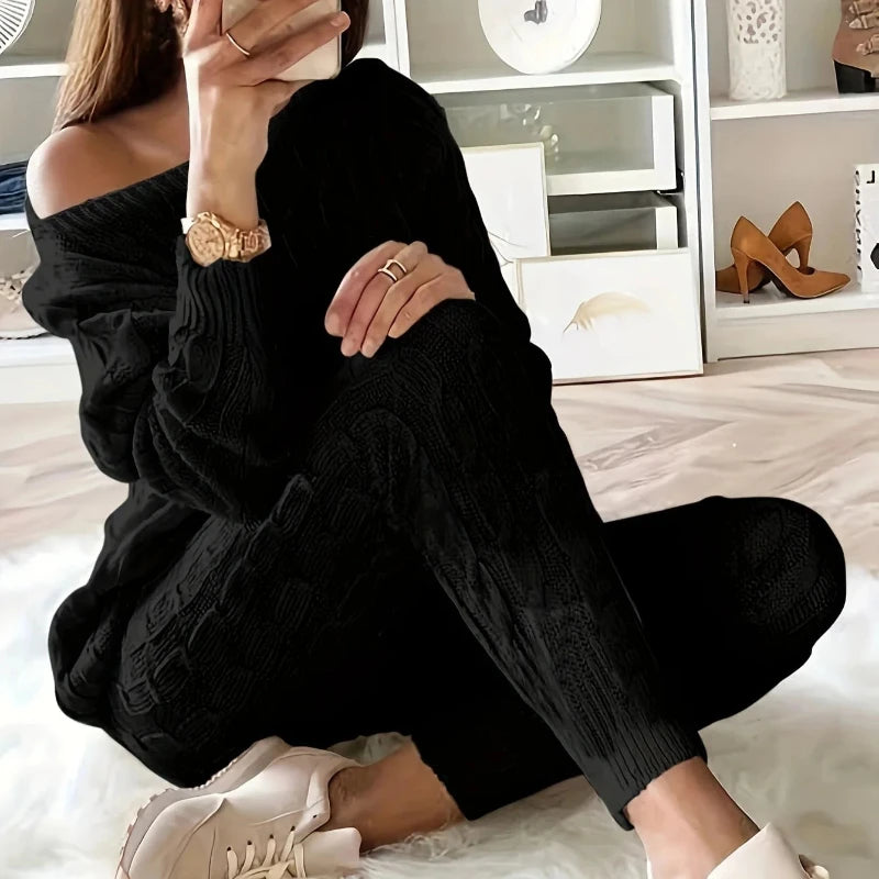 Komplet w warkoczykowy splot