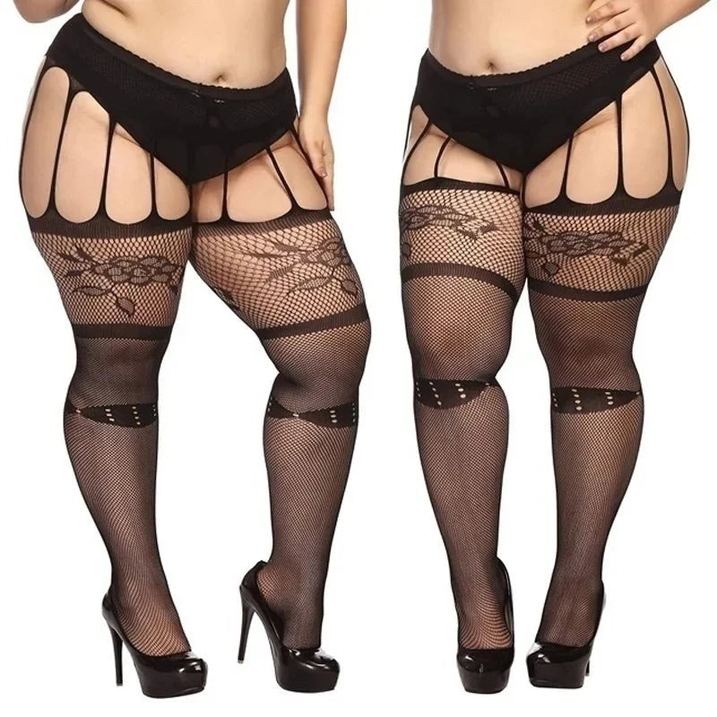 Pończochy z pasem plus size