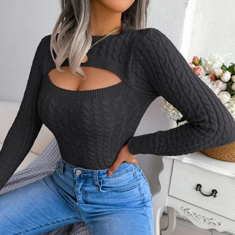 Sweter w warkoczykowy splot