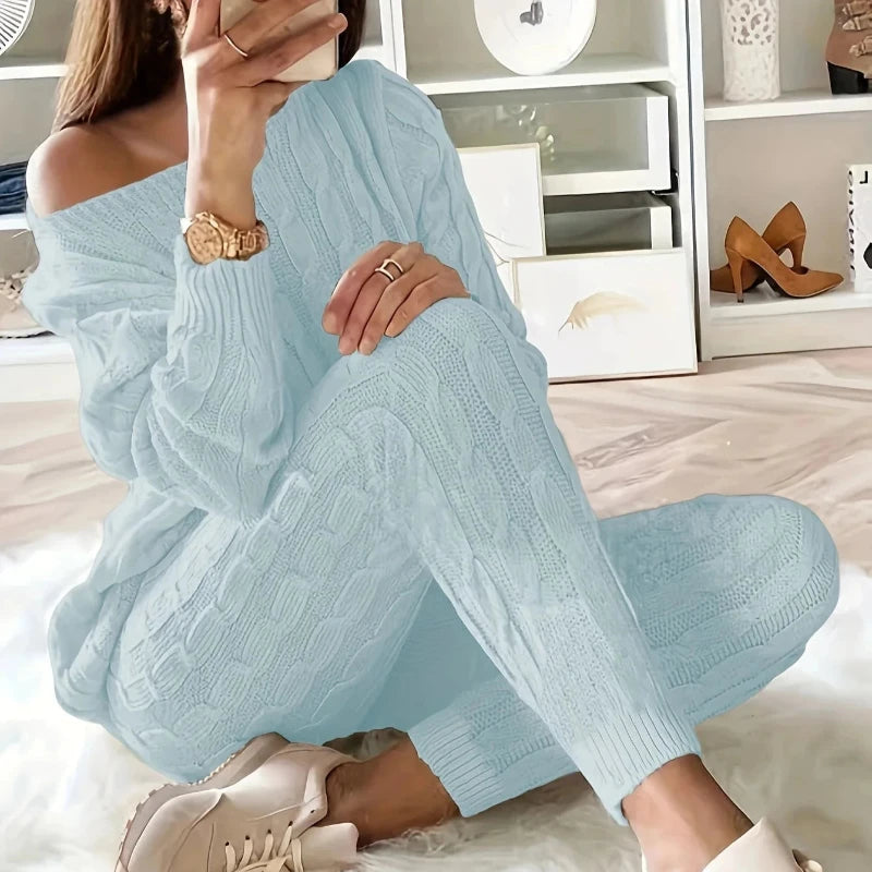 Komplet w warkoczykowy splot