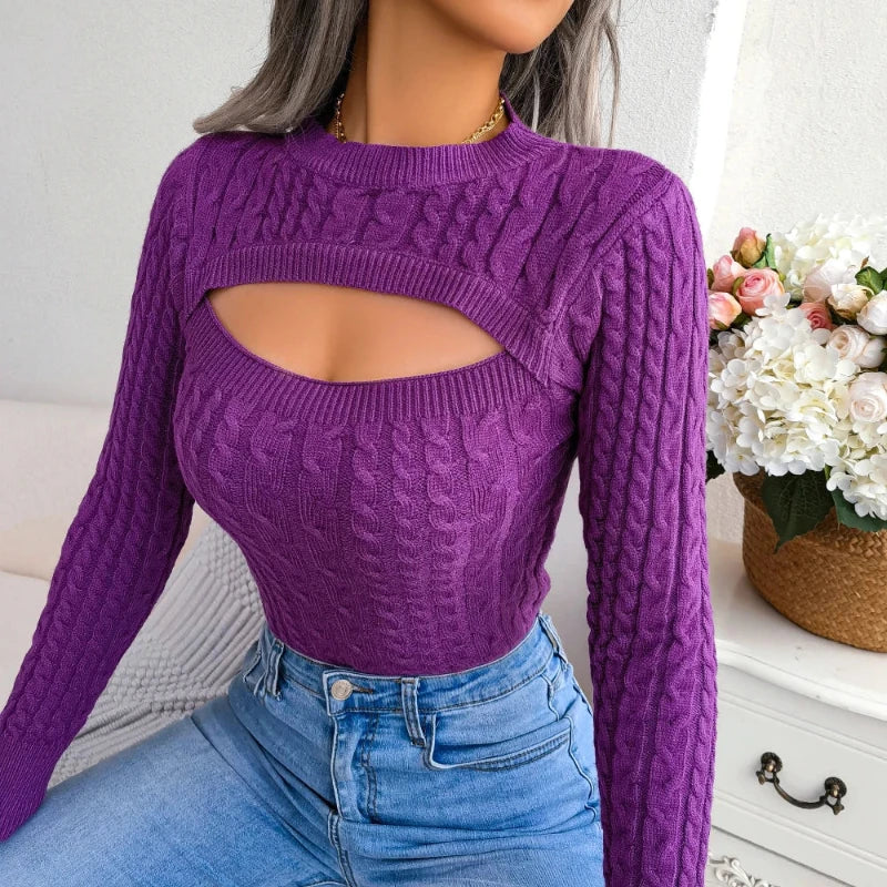 Sweter w warkoczykowy splot