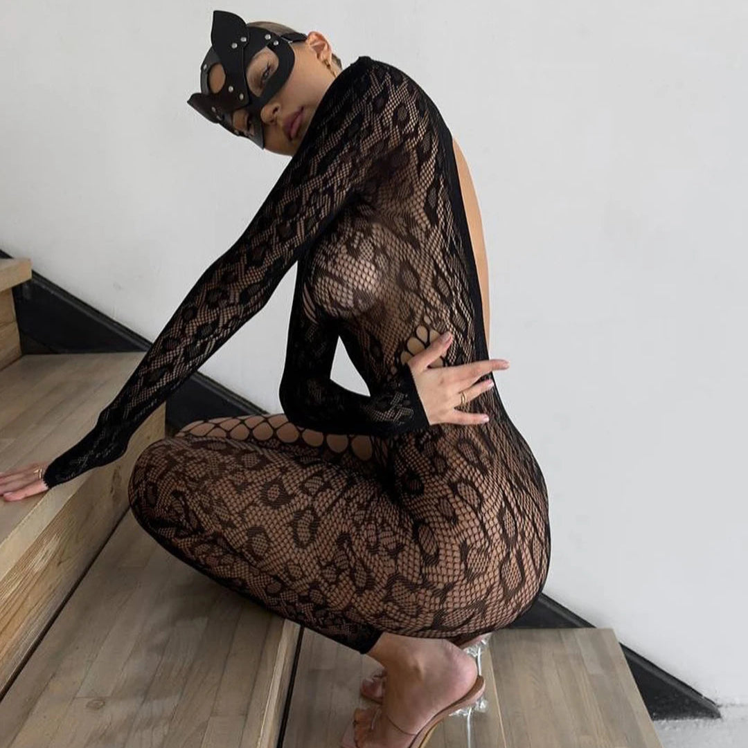 Panterkowy bodystocking