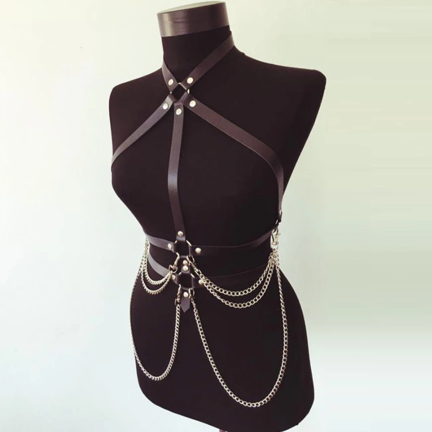 Długi harness z łańcuchami