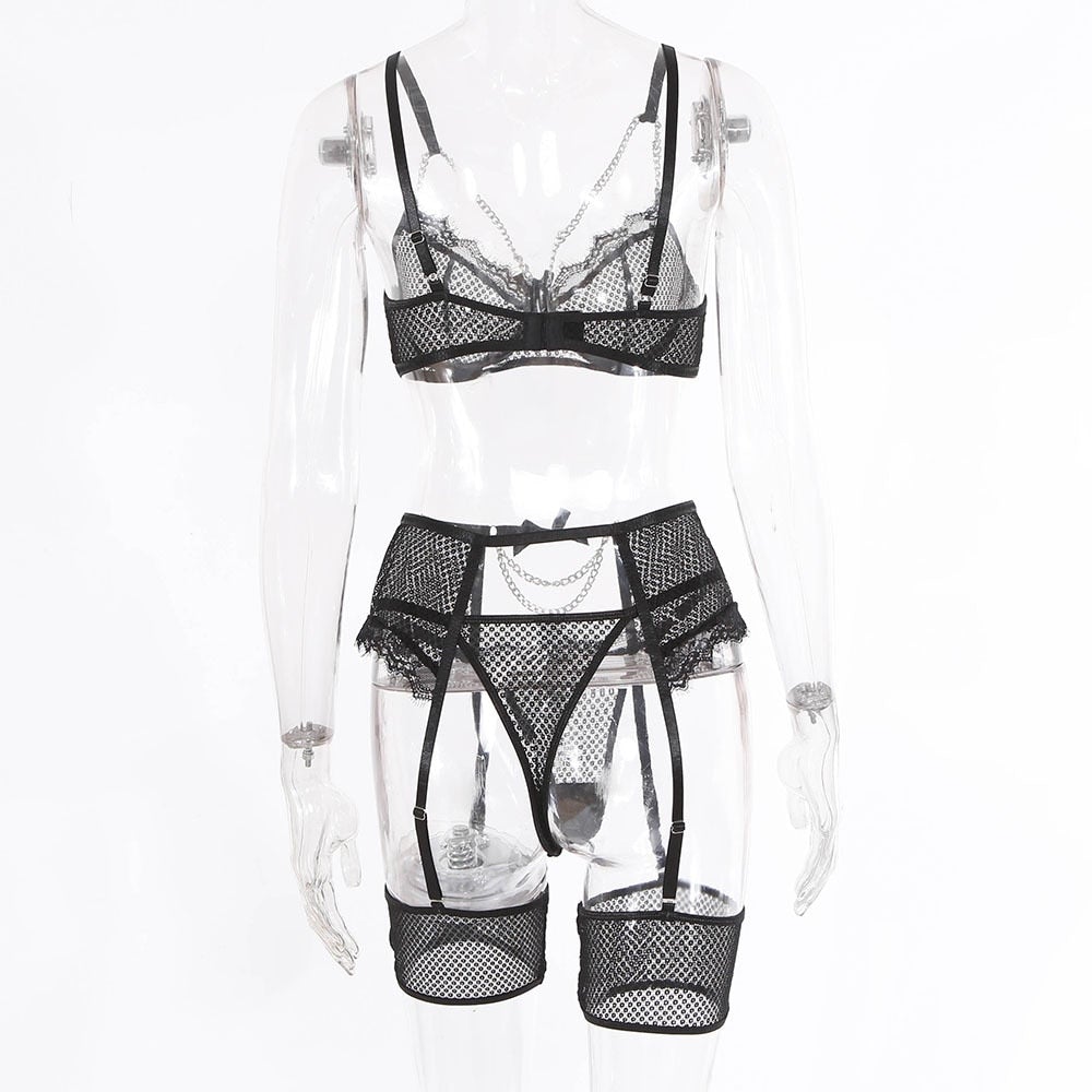 Siateczkowy komplet z łańcuszkami