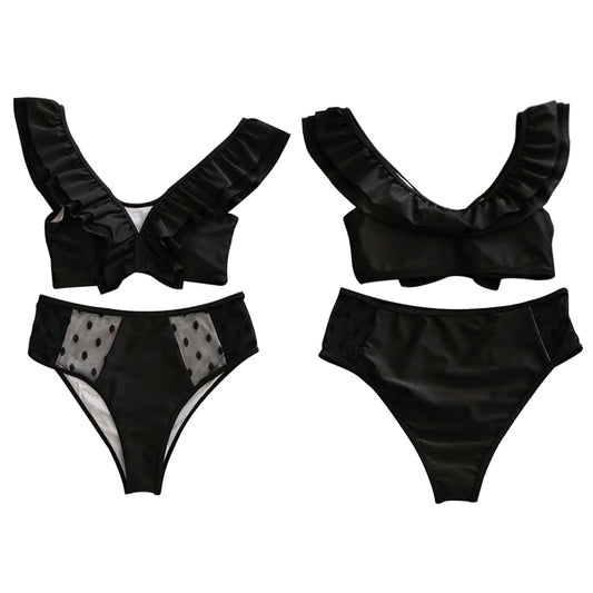 Czarny strój kąpielowy z wyższym stanem