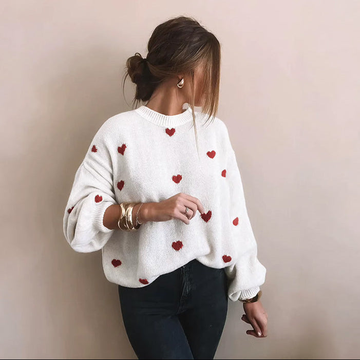 Damski sweter w serca