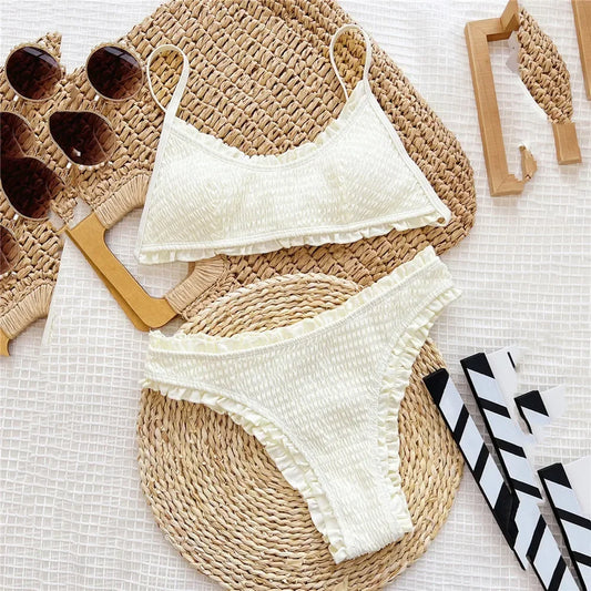 Kostium kąpielowy z marszczonego materiału