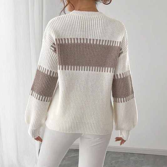 Damski sweter w kontrastowe pasy