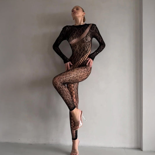 Panterkowy bodystocking