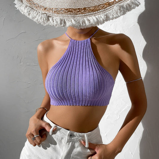 Prążkowany top z ozdobnymi plecami