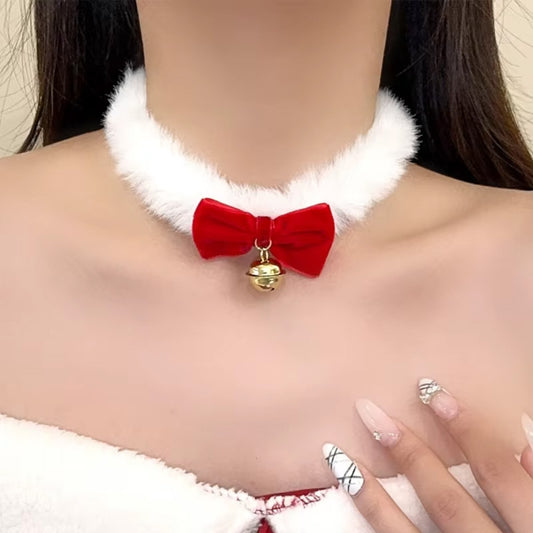 Świąteczny choker z futerkiem