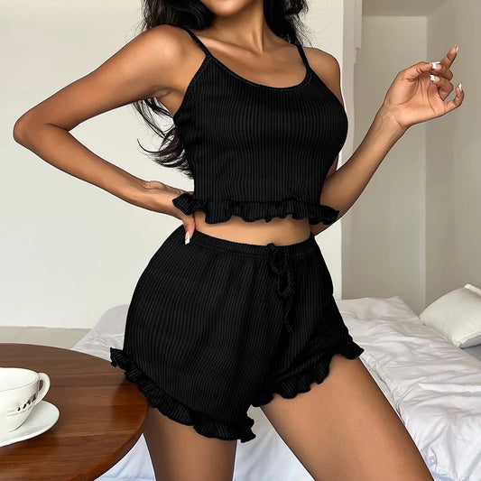 Komplet piżamowy z falbanką