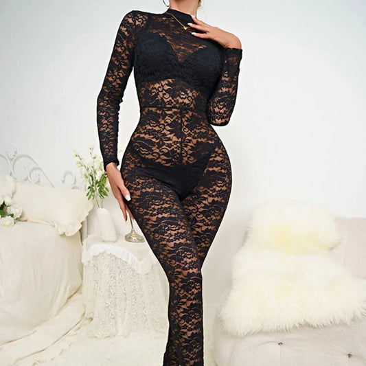 Koronkowy bodystocking