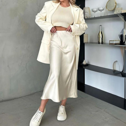 Satynowa spódnica midi