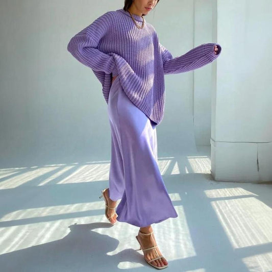 Satynowa spódnica midi